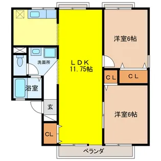 サンビューラ仙道【2階】の間取り