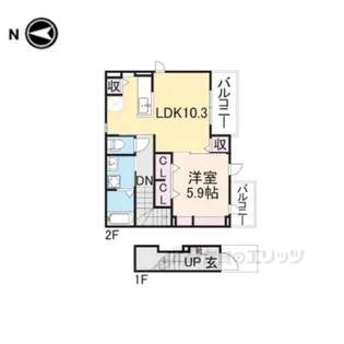 セレスコート花園【2階】の間取り