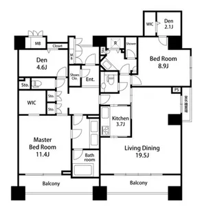 オリンピアード麻布霞坂【9階】の間取り