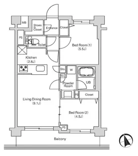 東京都中野区白鷺1【マンション】の間取り