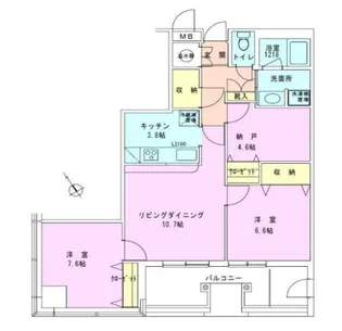 茅場町タワーレジデンス【19階】の間取り