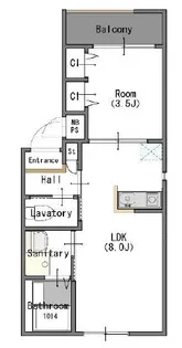 モアナ長瀬町【1階】の間取り