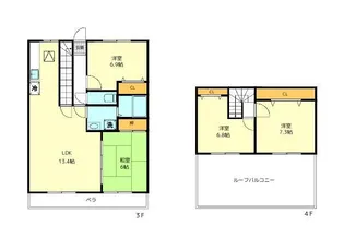 ルネスベルエールA棟の間取り