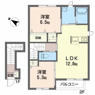 メゾンナドーレ【2階】の間取り