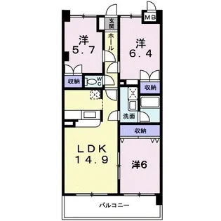 ヒルサイドベン【6階】の間取り