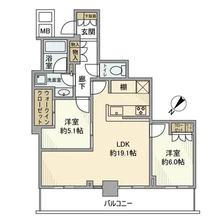 リヴァリエB棟【3階】の間取り