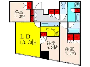 BRILLIA TOWER堂島【23階】の間取り