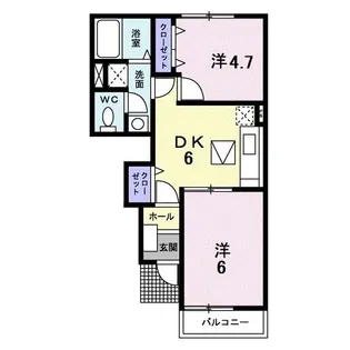 ア・サンテA【1階】の間取り