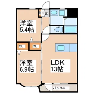 クイーンズヒル【1階】の間取り
