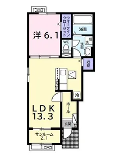 メゾンドショコラB【1階】の間取り