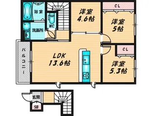 アムールデコポン【2階】の間取り
