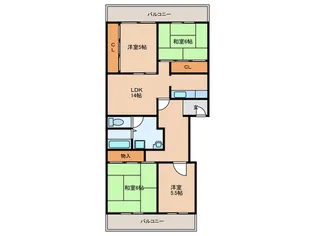 南港コープうしお24号棟【13階】の間取り