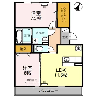 リビングタウン堀川町 A棟【2階】の間取り