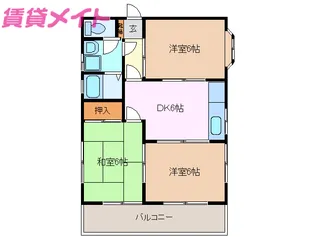 美里ハイツB棟【2階】の間取り