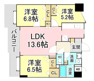 ニューサンリバー12番館【12階】の間取り