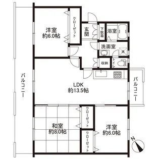 港南台つぐみ団地10号棟【4階】の間取り