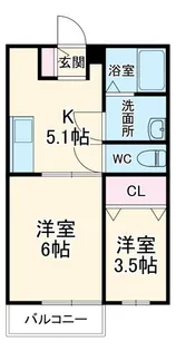ハイツやはた【2階】の間取り