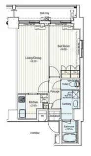 ドゥーエ新富町【7階】の間取り