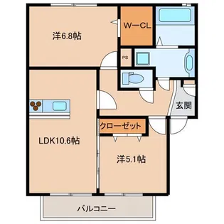 パラディーゾII【2階】の間取り