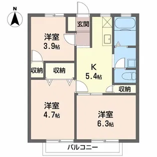 サンシティ大石A・B【1階】の間取り
