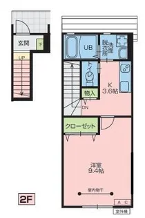 ワンリッチ金ヶ崎B【2階】の間取り