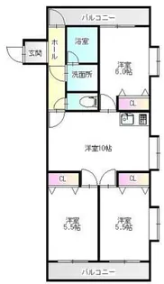 群馬県伊勢崎市緑町【マンション】の間取り