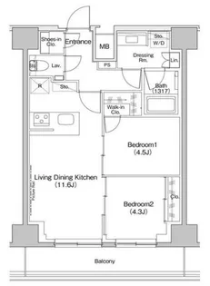 ザ・パークハビオ入谷【14階】の間取り