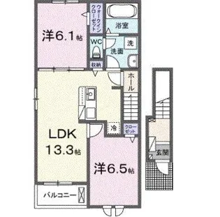 岡山県岡山市中区土田【アパート】の間取り