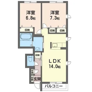 ルミノシーテB【1階】の間取り