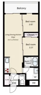 KUZE市川【3階】の間取り
