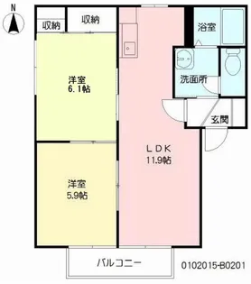 レーベンス富の原B【2階】の間取り