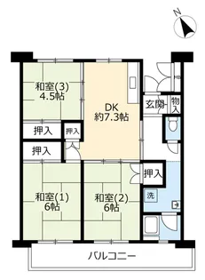 UR津久野南【7階】の間取り