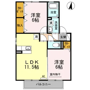 ソレイユ千田 E【2階】の間取り