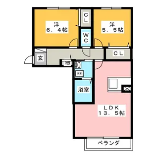 メゾンドールB棟【2階】の間取り