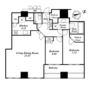 ウエストパークタワー池袋【32階】の間取り