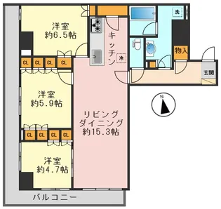 アルファグランデ小岩スカイファースト【22階】の間取り