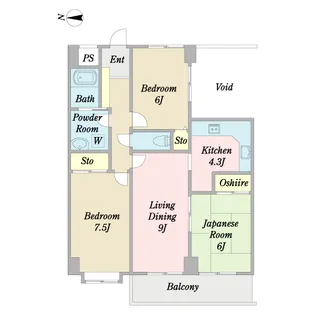 ヴィラ西堀C棟【2階】の間取り