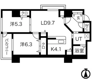シティコート目黒【5階】の間取り