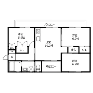 グランデ南佐古【1階】の間取り