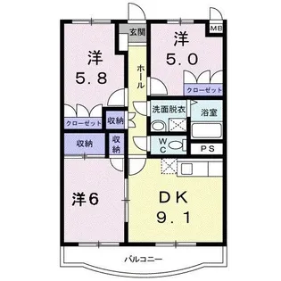 リゼール館林【1階】の間取り