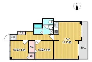 ラール帝塚山【1階】の間取り