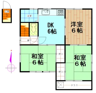 谷中ハイツ【2階】の間取り