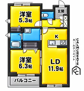 シャーメゾン ベルヒルズ【2階】の間取り