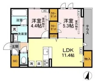 エスペリアつきみ野【1階】の間取り