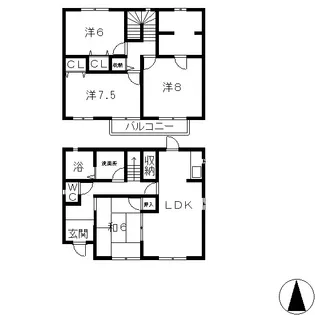 岡山県倉敷市新田【一戸建】の間取り
