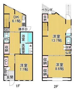 兵庫県西宮市新甲陽町【一戸建】の間取り