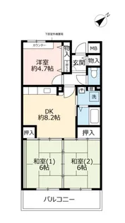 URアルビス五月ヶ丘【4階】の間取り