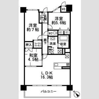 レジェ南草津【3階】の間取り