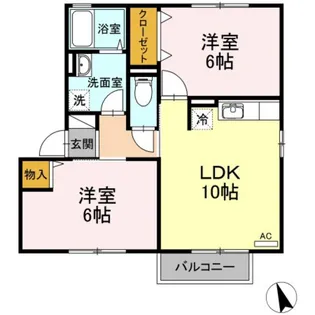 2LDKの間取り画像