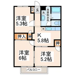 シャトレーゼ清水【1階】の間取り